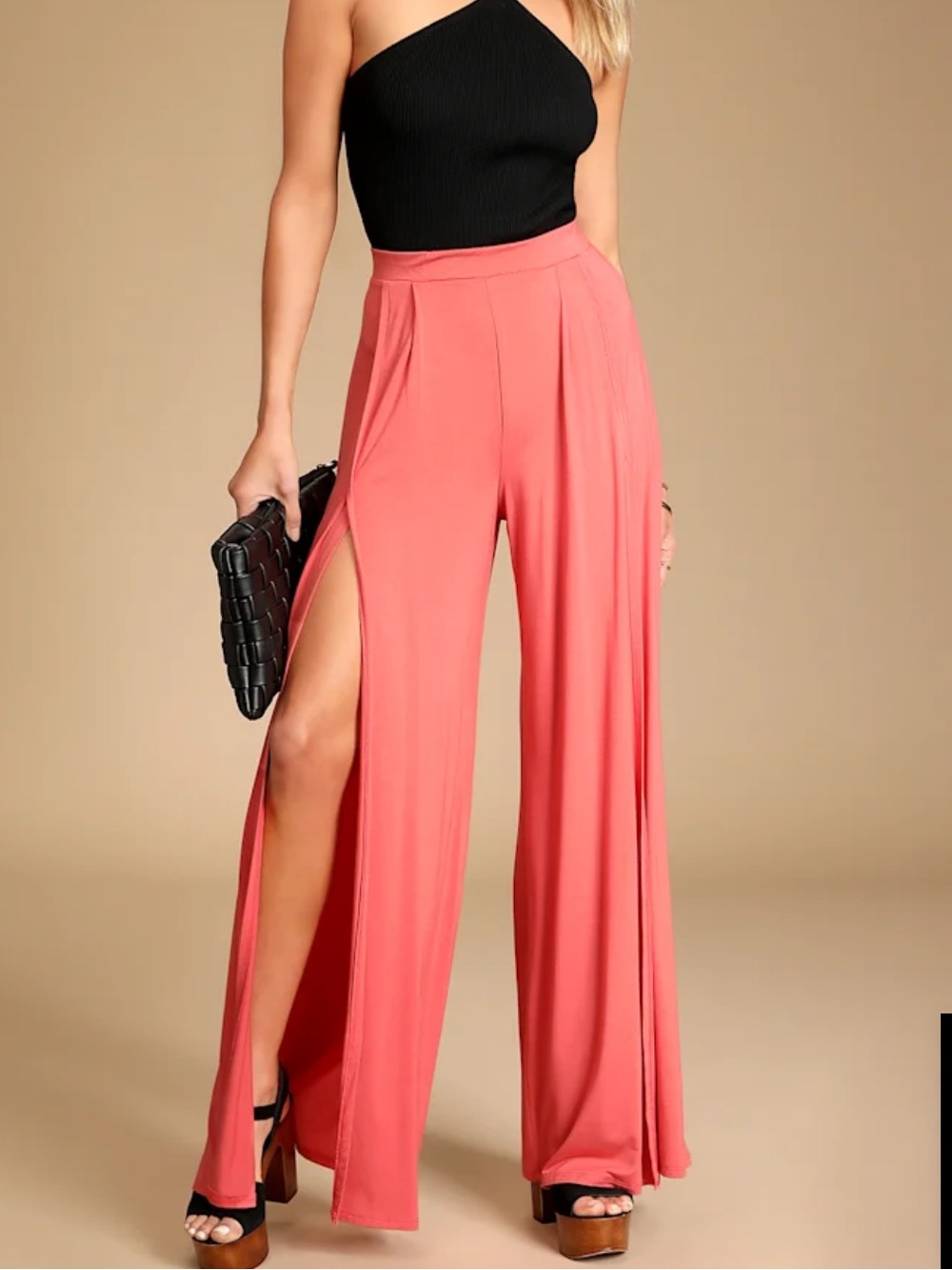 Knockout Coral Pink Wide-Leg Pants